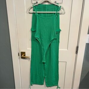 My Boo Green Knit Set Tank Body Suit and Joggers Medium